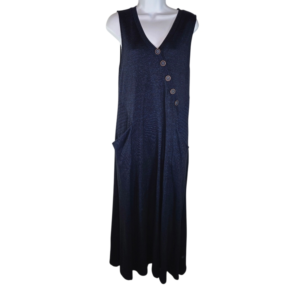 Soft Surroundings Blue Marled Sleeveless Maxi Dress - Picture 2 of 11